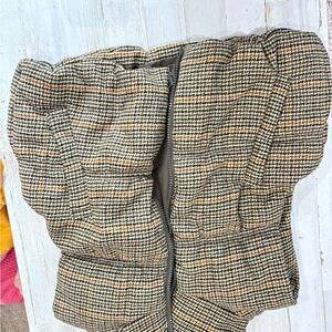 Forever 21 Houndstooth Puffer Jacket - Black and Tan